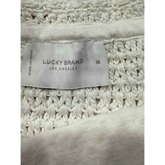 NWT Lucky Brand Women’s Medium White Tank Top with Crochet Detail Coquette - Picture 6 of 6
